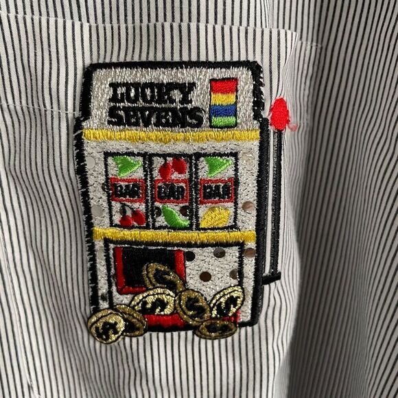 CST Sport Womens Oversized Button Up 1X Spades Bunco Casino Embroider Bejeweled - Picture 8 of 10